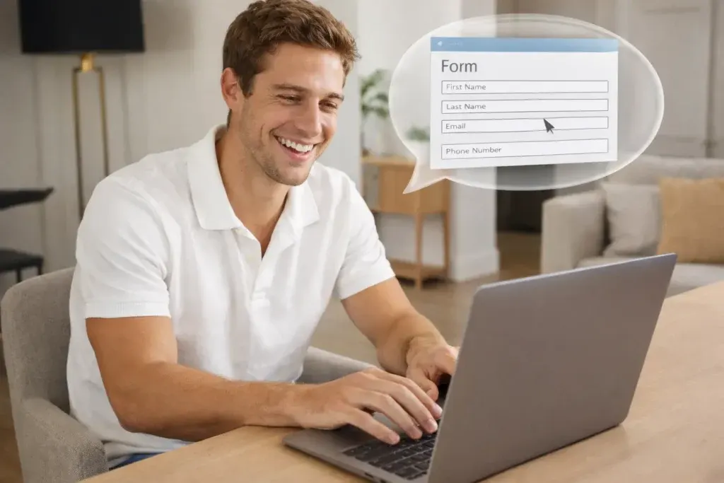 Houston homeowner filling out a cash offer form with EasyDeal House Buyers
