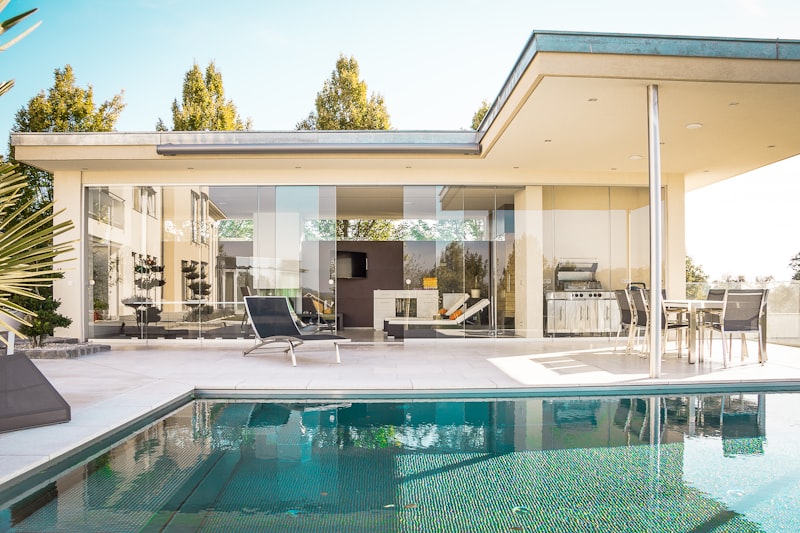 Modern single-storey home with a covered patio and swimming pool