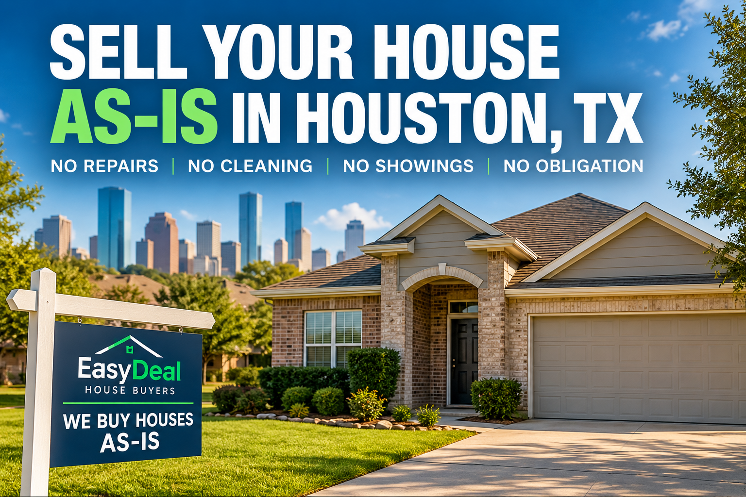 Sell your house as-is in Houston, TX with EasyDeal House Buyers