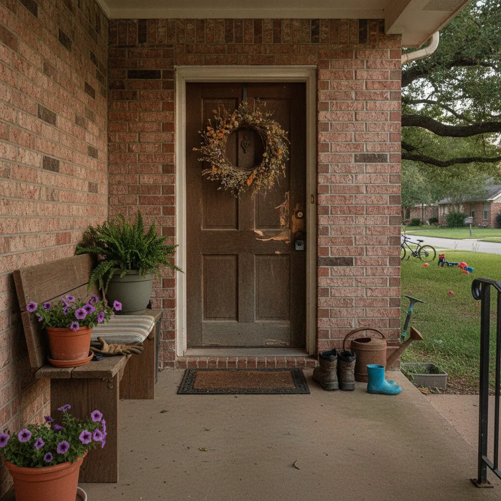 A single-family brick home with a front lawn in Cypress, Texas