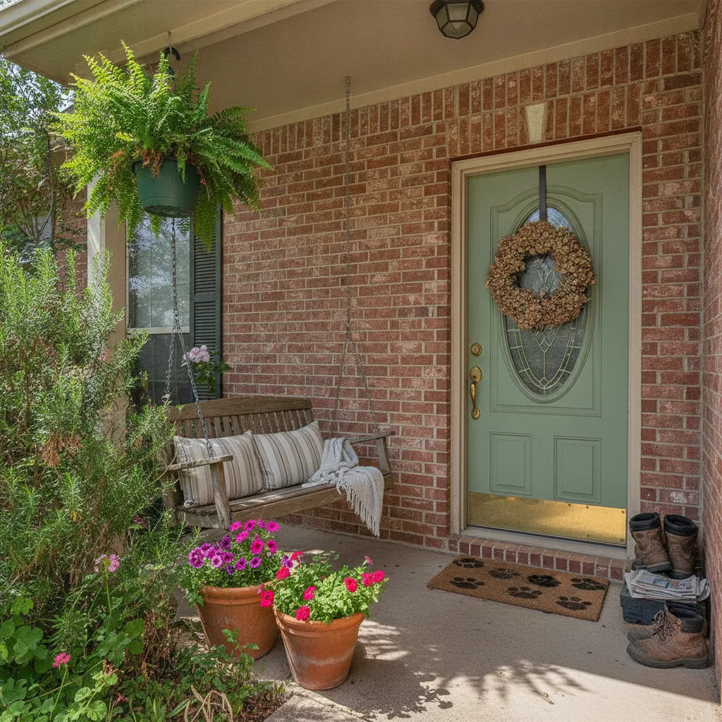 A vacant single-story brick house with an overgrown yard in Cypress, Texas