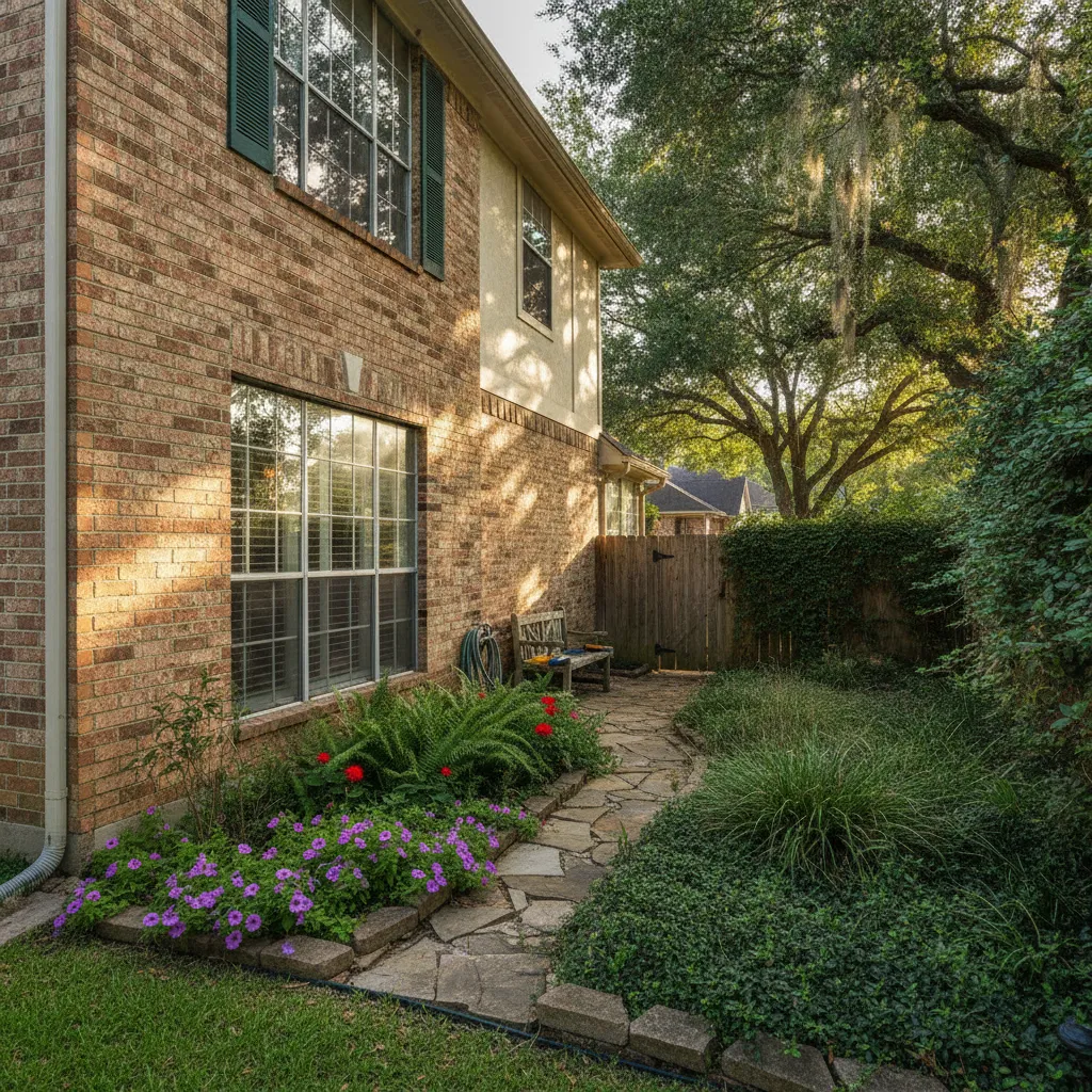 Brick single-family rental house with a two-car garage in Cypress, Texas