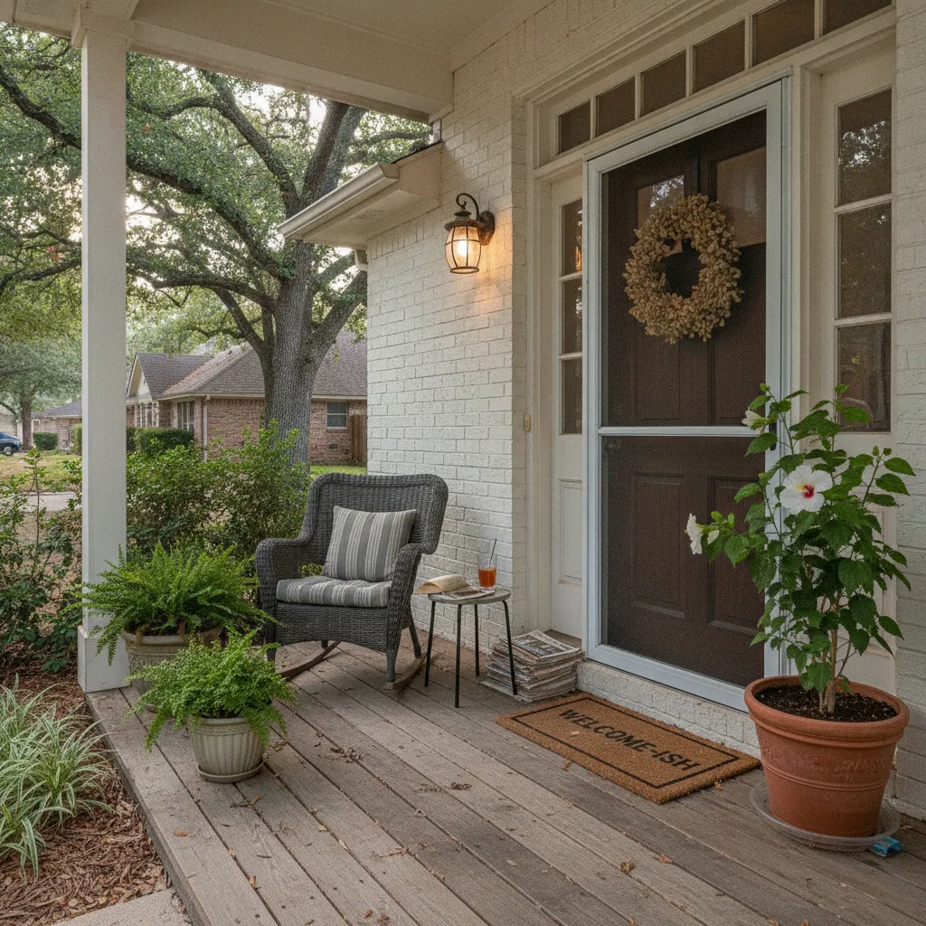 A single-family brick home with a front lawn in a Cypress, Texas neighborhood
